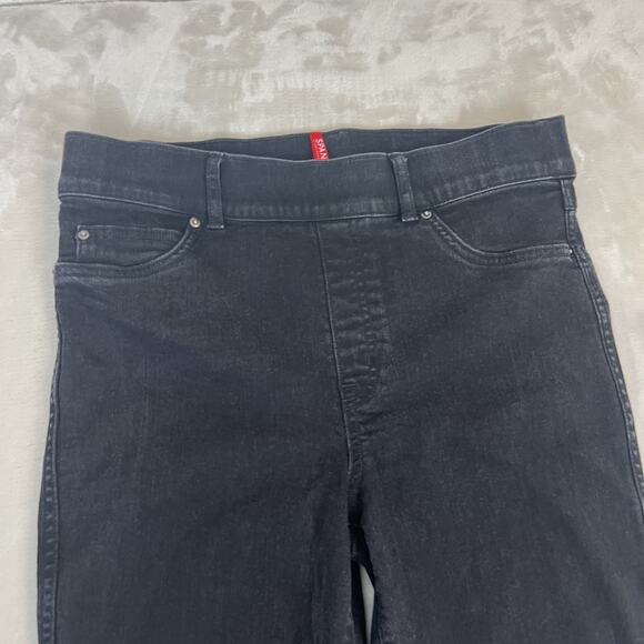 Spanx Jeans Womens Large Black Ankle Skinny Tummy Control Elastic Waist Pull On - Picture 3 of 13